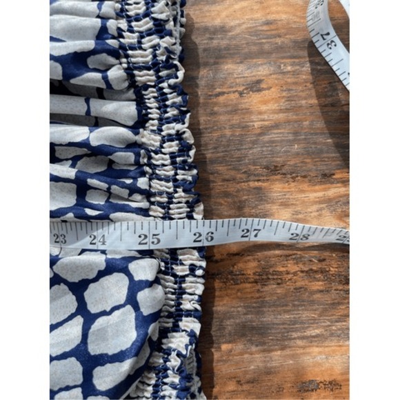 80s Vintage Da-Rue of California Dress Blue White Abstract Pleated Size 14 - Picture 4 of 11